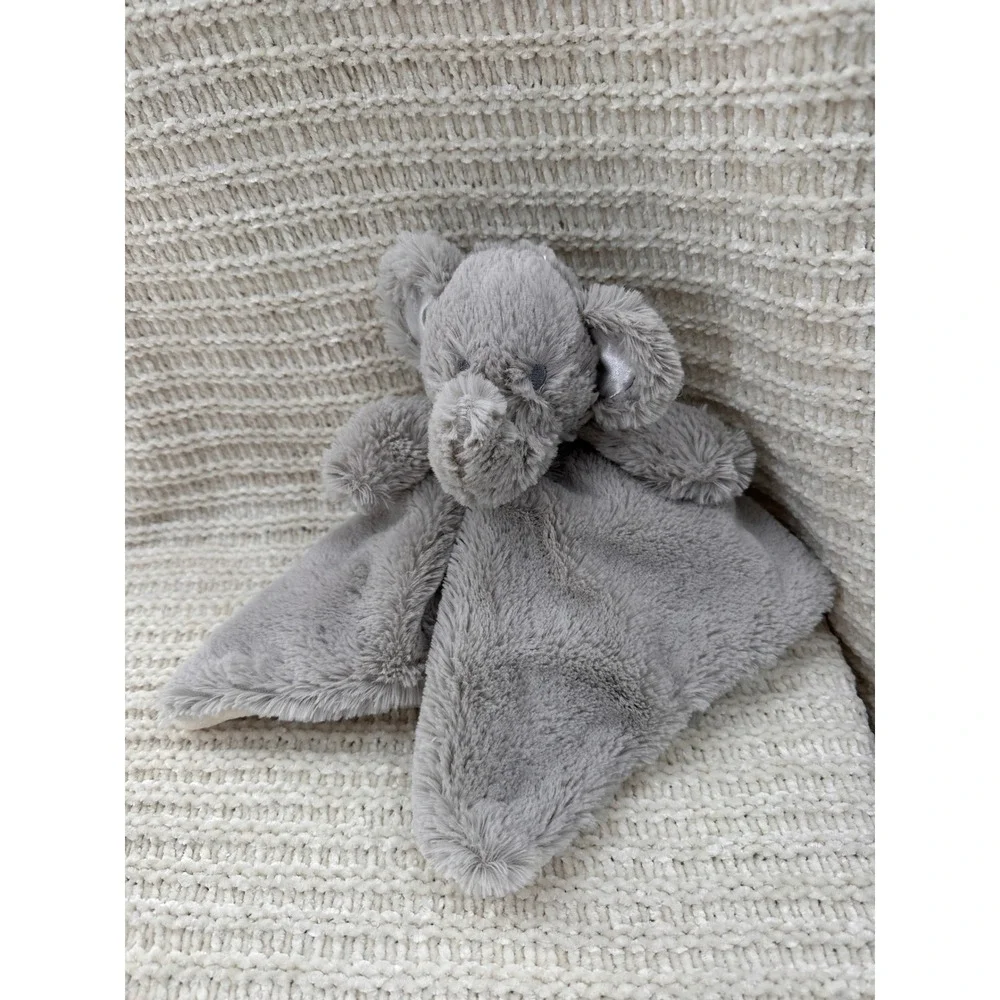 Pottery Barn Kids Style Grey Elephant Security Blanket Plush Faux Fur Baby Lovey